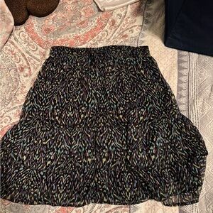 Free People Black Multicolor A-Line Skirt